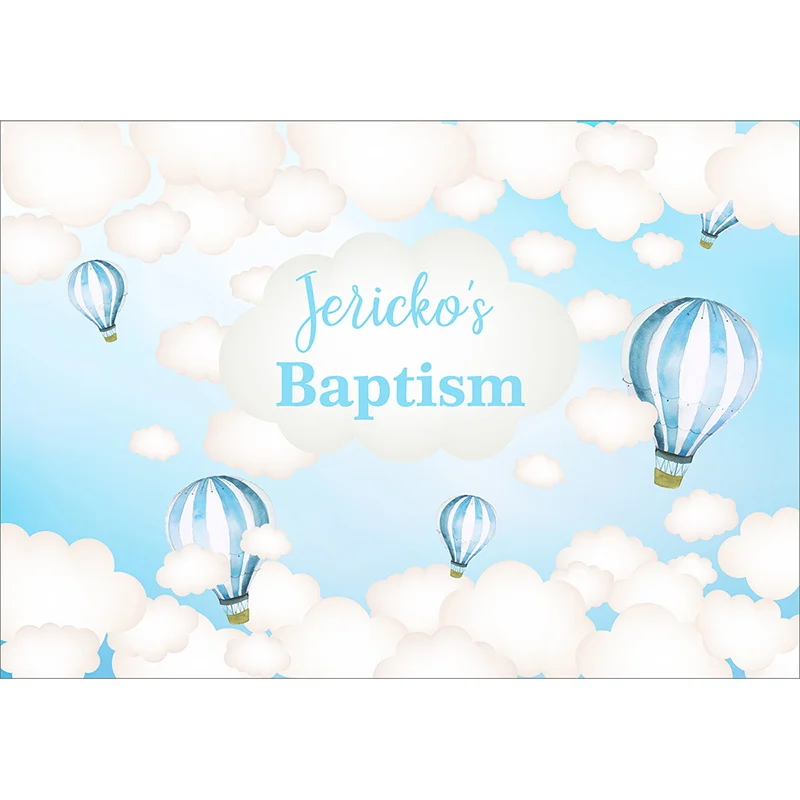 Allenjoy Baby Shower Background Baptism Balloons Sky Blue Cloud