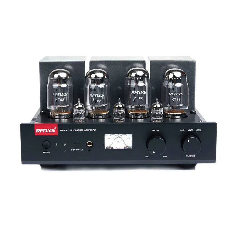 Douk аудио Hi-end Bluetooth стерео интегрированный KT88 Push-Pull вакуумный ламповый усилитель HiFi усилитель для наушников - Цвет: Черный