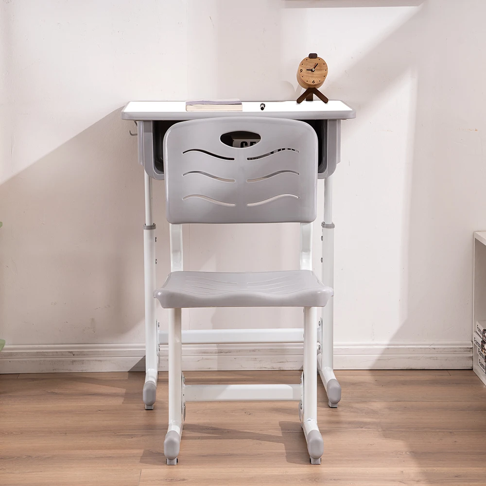 Adjustable Children Desk and Chairs Set White Cool USB sticks Free