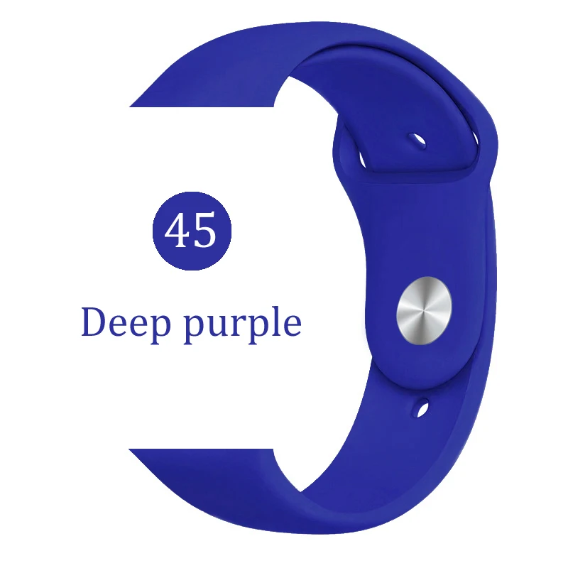 Мягкий силиконовый сменный спортивный ремешок для Apple Watch 5 4 3 2 1 38 мм 42 мм ремешок для часов Iwatch series 4 40 мм 44 мм - Цвет ремешка: 45 Deep Purple