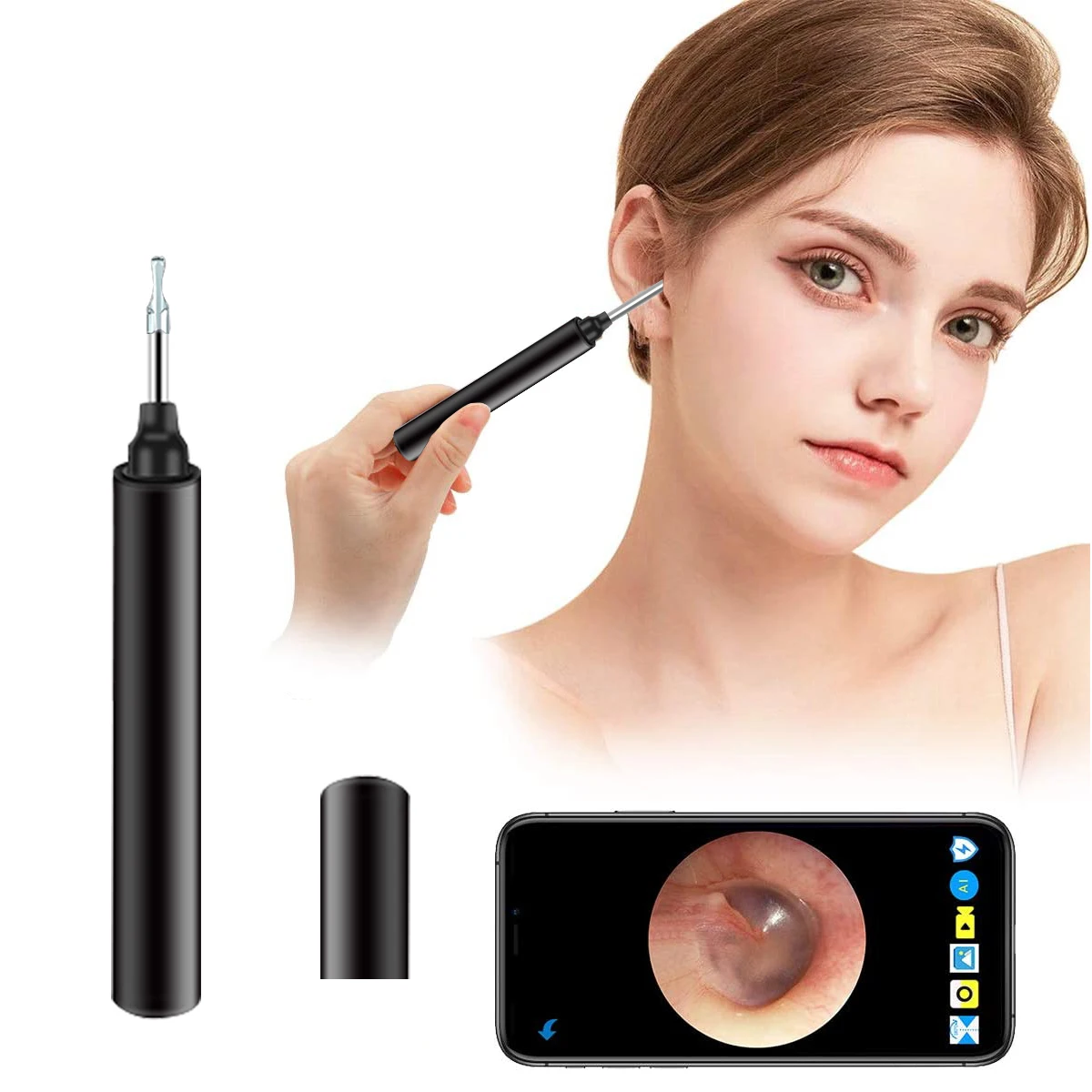 3.9mm Ear Cleaner Endoscope Ear pick WiFi Otoscope HD 1080P Wireless