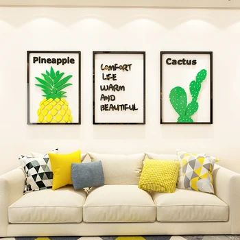 

Small fresh ins picture frame painting acrylic 3D solid wall paste living room sofa background dining room bedroom self paste