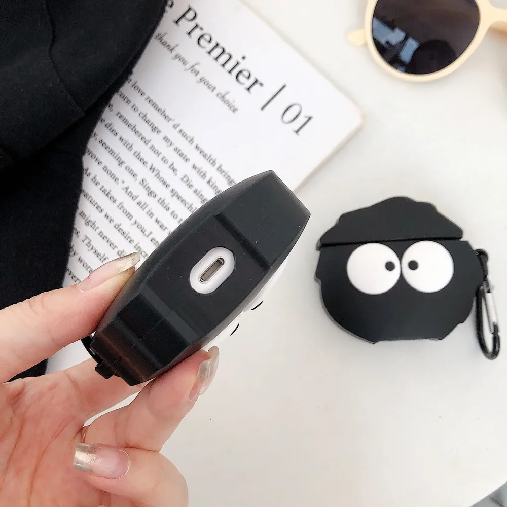 Для AirPods 2 Bluetooth, беспроводной Чехол для наушников, мультяшный угольный шар, чехол для Apple AirPods, чехол для наушников с крюком