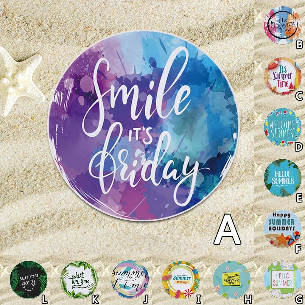 Круглые пляжные полотенца с пейзажем пальмы летние для пляжа и спорта на море