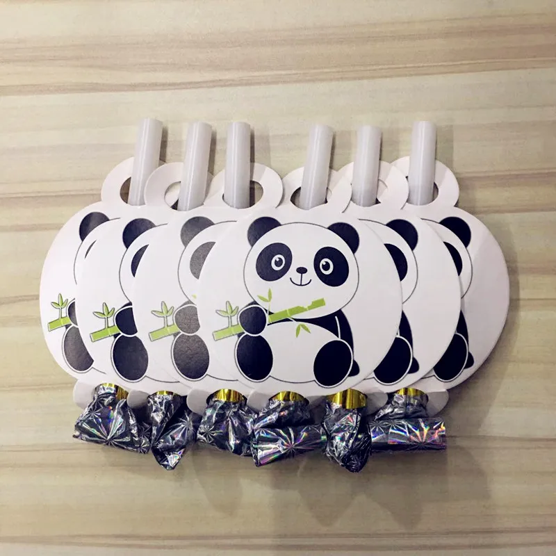 Мультфильм прекрасный панда украшение для торта на день рождения на тему "Лошадки карусели" Вечерние соломенная тарелка скатерть набор мероприятий День рождения Свадьба вечеринка для домашнего декора - Цвет: 6pcs blowouts