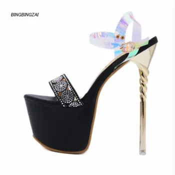 

BBZAI New pattern Superior quality Sandals Super high heel ladies shoes 17CM Thin Heels Sexy Fashion Show Nightclub 35-42 43