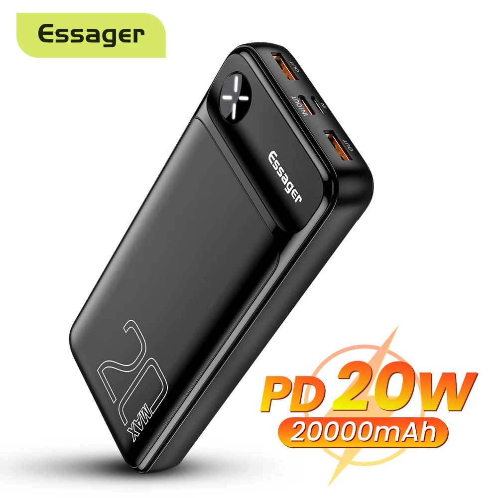 Essager Power Bank 20000mAh Protable External Battery Charger 20000 mAh Powerbank PD 20W Fast Charging For iPhone Poverbank power bank mini