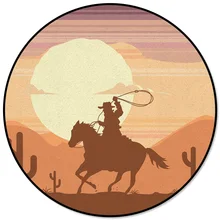 Ковбойский коврик для верховой езды, кактус, американский стиль, мультяшный круглый ковер, компьютерный стул, коврик для гостиной, детский коврик для спальни