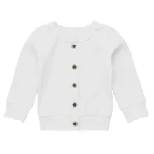 Детское трикотажное пальто однотонные универсальные повседневные с круглым воротником, одежда с длинными рукавами для маленьких девочек Одежда для новорожденных детей от 0 до 24 месяцев