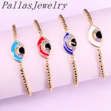 10 шт золотой цвет, стразы Радуга cz эмалированные браслеты для глаз