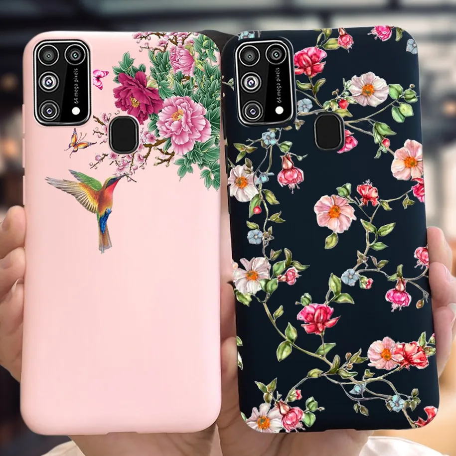 Silicone Shockproof Phone Case with Fresh Flower and Feather Design