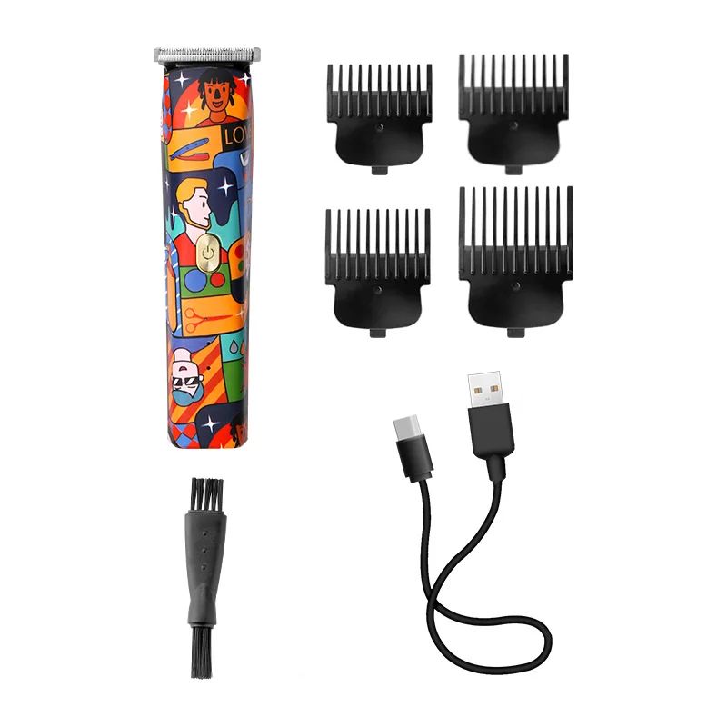 Kemei T-Blade Cordless Fashion Graffiti Trimmer Men Zero Gapped Professional Hair Clipper Scrawl Finish Hair Cutting Machine 5