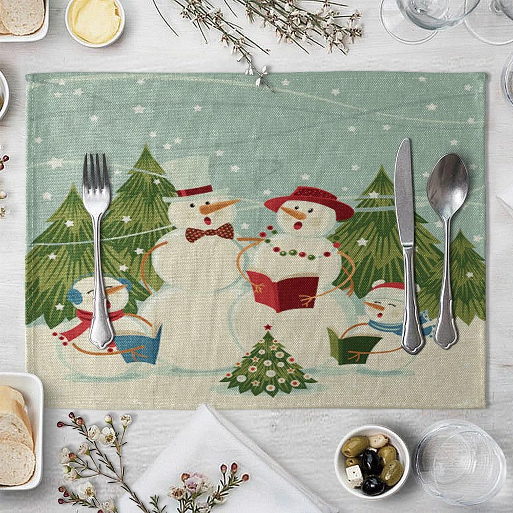 Placemat Lovely Table Cloth Heat Insulation Linen Dining Christmas Home Use Kitchen Decorations