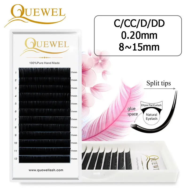 Flat Eye Lash Ellipse Silk Eyelash Extension Split Tips False Eyelashes Shaped Matte Black Natural Soft Light | Красота и здоровье
