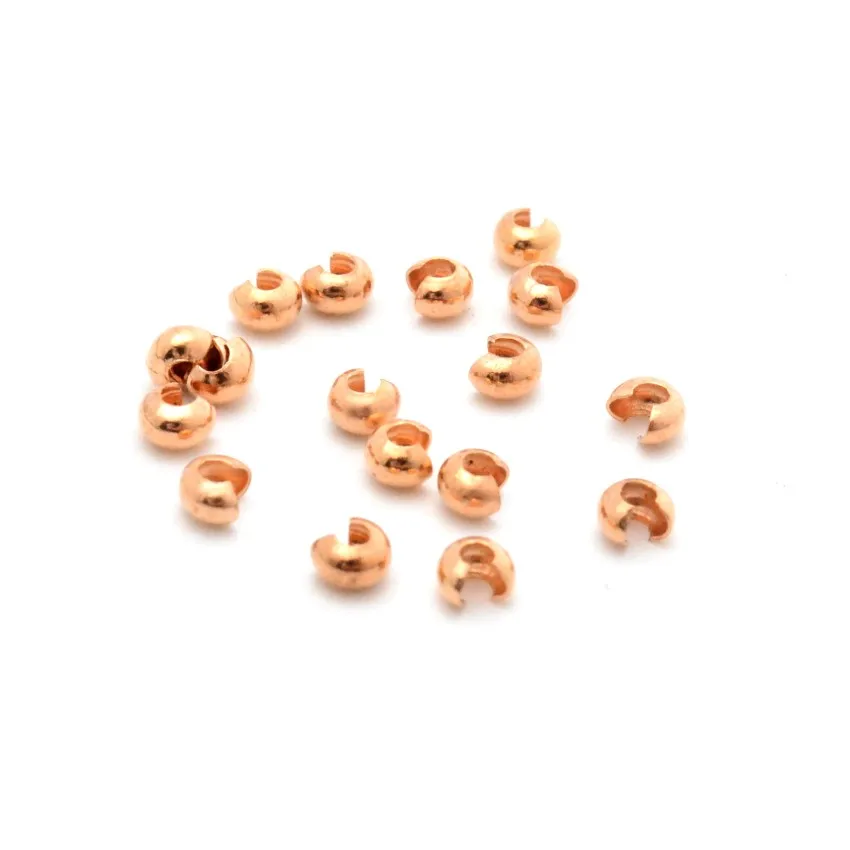 rose gold color Ювелирная фурнитура для рукоделия 3 мм 4 мм 5 мм золото/серебро/бронза/серебристый металлический обжимной Конец Бусины для изготовления ювелирных изделий - Цвет: rose gold color