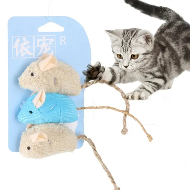 Dorakitten 3Pcs/Set Cat Toys Mouse Shape Plush Bite Resistant Interactive Catnip Toy Cat Bite Toy Pet Supplies Cat Favors 