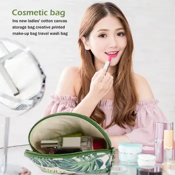 

Fashion Print Makeup Organizer Zipper Women Cosmetic Wash Pouch Storage Handbag Break Through Cumbersome Handy Carry