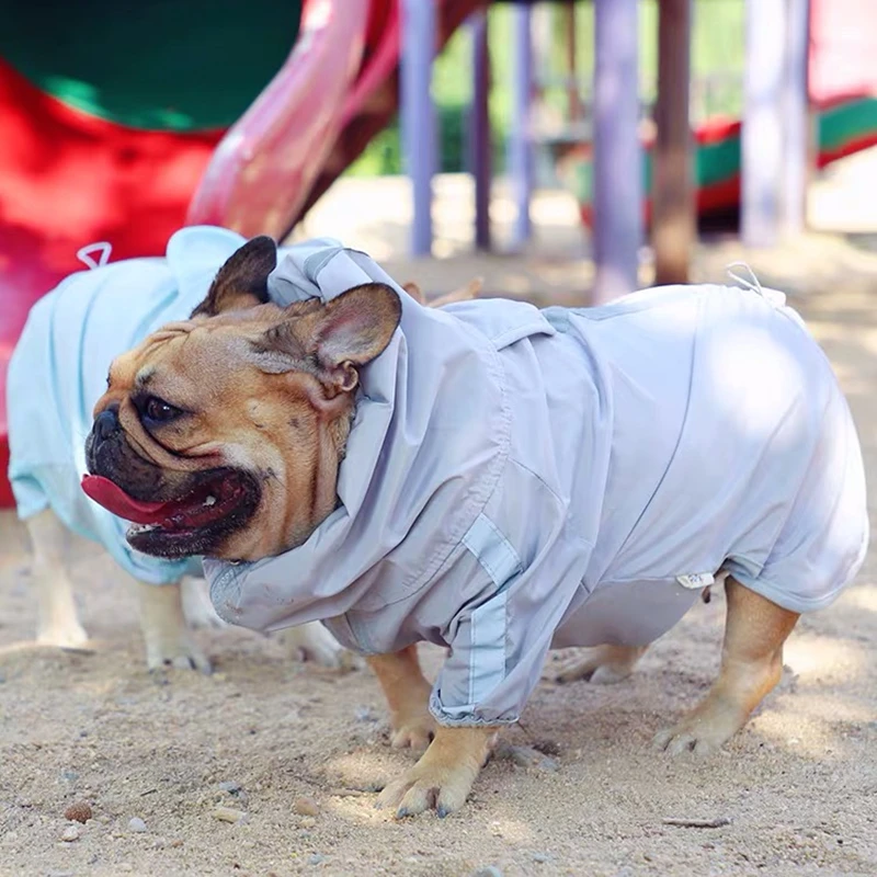 French Bulldog Reflective Raincoat Clothes For Small Medium Dogs Pug Pet Dog Waterproof Clothes Raining Outdoor Costumes XIC01