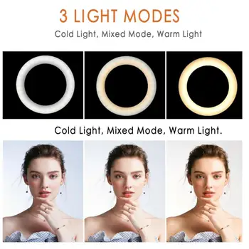 

10 Inch Ring Light with Stand LED Camera Selfie Light Ring Tripod and Phone Holder For Video Photography Smartphones
