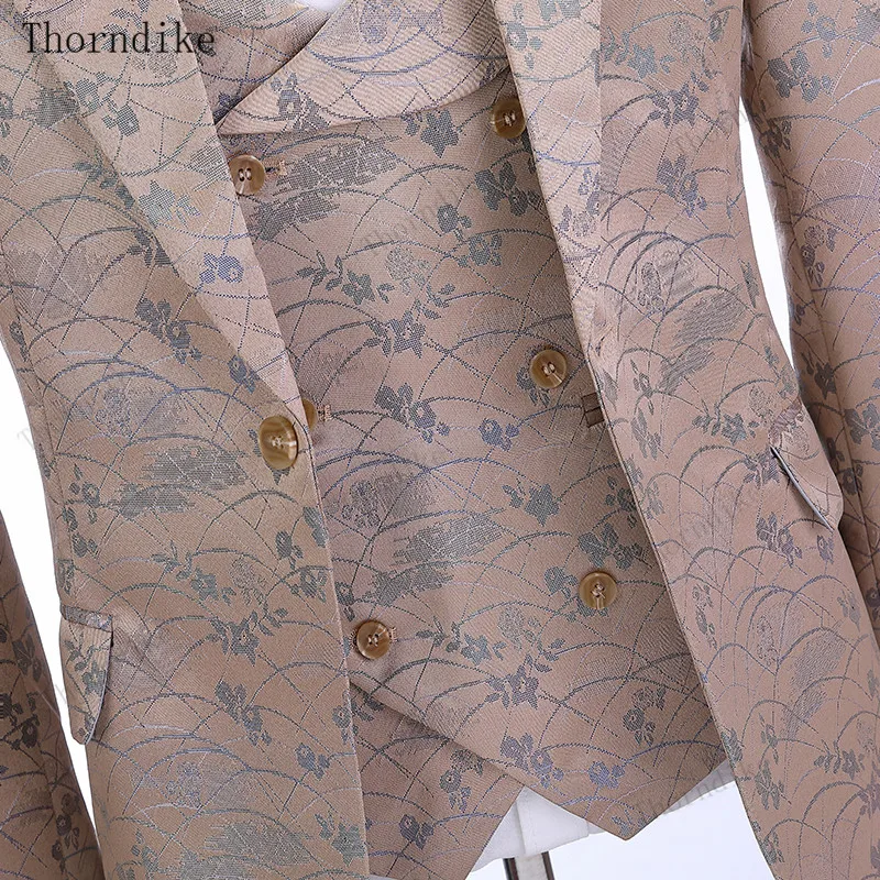 Thorndike Suits Mens Fashion Slim Business Blazer +Vest +Pants 3 Pieces Sets Male Boutique Tuxedos Suits Groom Best Wedding 4