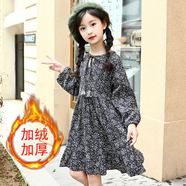 Vestido para niñas Otoño Invierno 2019 para 4 6 8 10 a años de manga larga estampado gris vestidos de Fiesta Niñas Ropa 12A2A _ - AliExpress Mobile