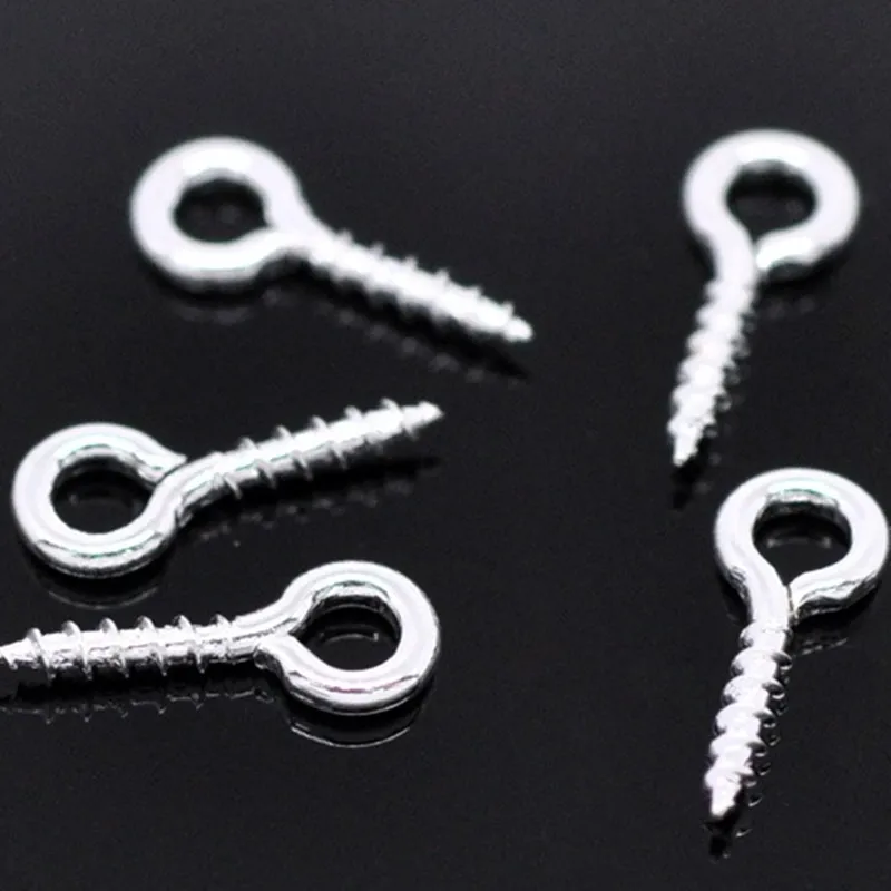 DoreenBeads 1000PCs Silver Color Screw Eye Bail Drilled Beads End Caps Pendant DIY Charms Connectors Jewelry Findings 10x4mm | Украшения и