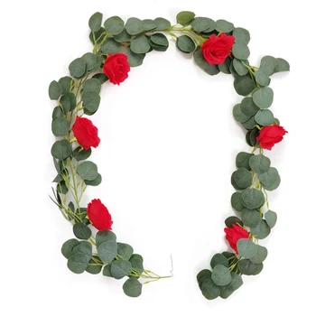 

Artificial Rattan Plants Wedding Party Fake Garland Plants Home Garden Balcony Eucalyptus Vine Leaves