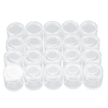 

20Pcs Plastic Round Clear Empty Nail Beauty Art Storage Box Jar Case Container