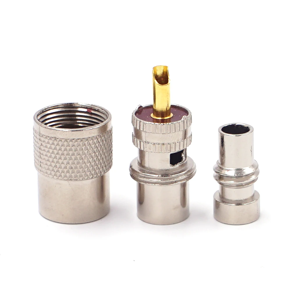 Coaxial Cable Connector 10pcs/lot Screwed Coupling PL259 UHF Male Plug Reducer for RG58 RG8X + Tube UHF RG8X
