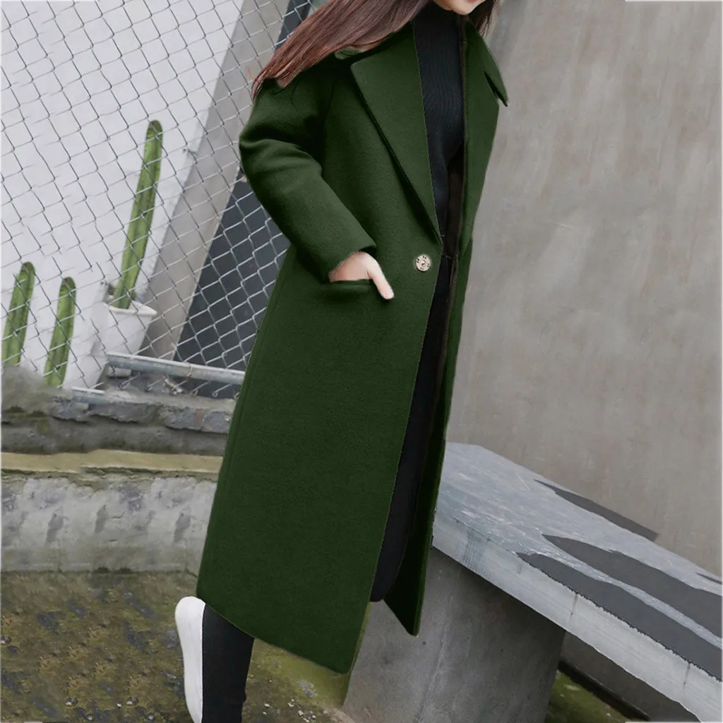 Модный Тренч для женщин, длинное зимнее пальто для женщин, одежда больших размеров, шерстяное пальто с лацканами, feminino abrigos mujer invierno