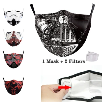 

Cotton PM2.5 Mask Space Face Mask Adult Protective 3D Printed Mouth Mask Reusable with Filter Paper Mask Anti Pollution Facemask