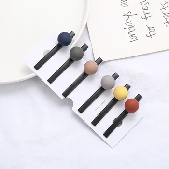 

5Pcs/Set Candy Color Ball Hairpins For Girls Metal Simple Duckbill Clip Hair Clip Bezel For Hair Kid Wholesale Hair Accessories