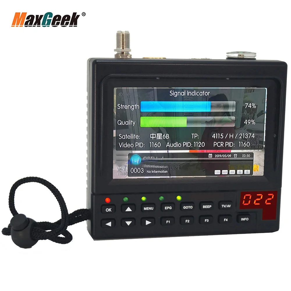 Maxgeek New Arrival 4.3 Inch Portable DVB-S2 Digital Satellite Finder And Monitor Full HD DVB-S Sat Finder Meter KPT-268AH