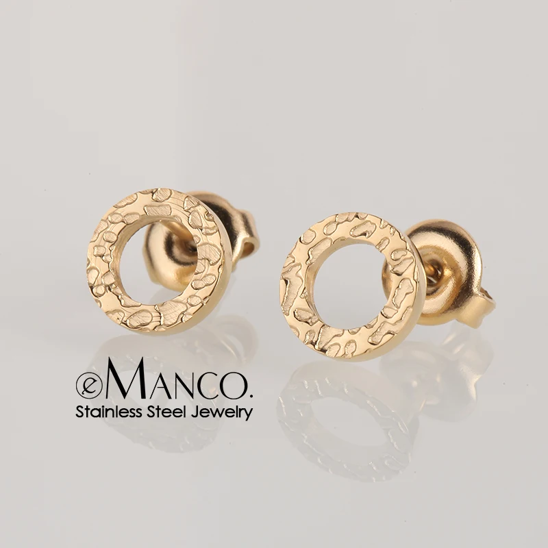 eManco 316L Stainless Steel Stud Earrings for women Trendy Gold Color Small Round Studs Fashion Jewelry | Украшения и аксессуары