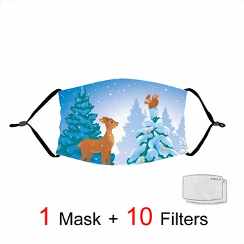 

Santa Claus Mask Christmas Tree Rabbit Masks Snowman Festival Gift Masks Pattern Adult Children Cute Face Masks Dust-proof Masks