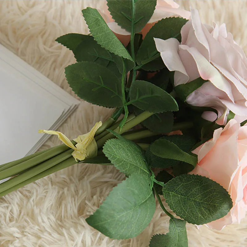 Artificial Flowers Rose Bouquet 8 Heads  Silk Artificial Flowers Bouquet  Fake Flowers Flowers Wedding Stage Backdrop Decoration
