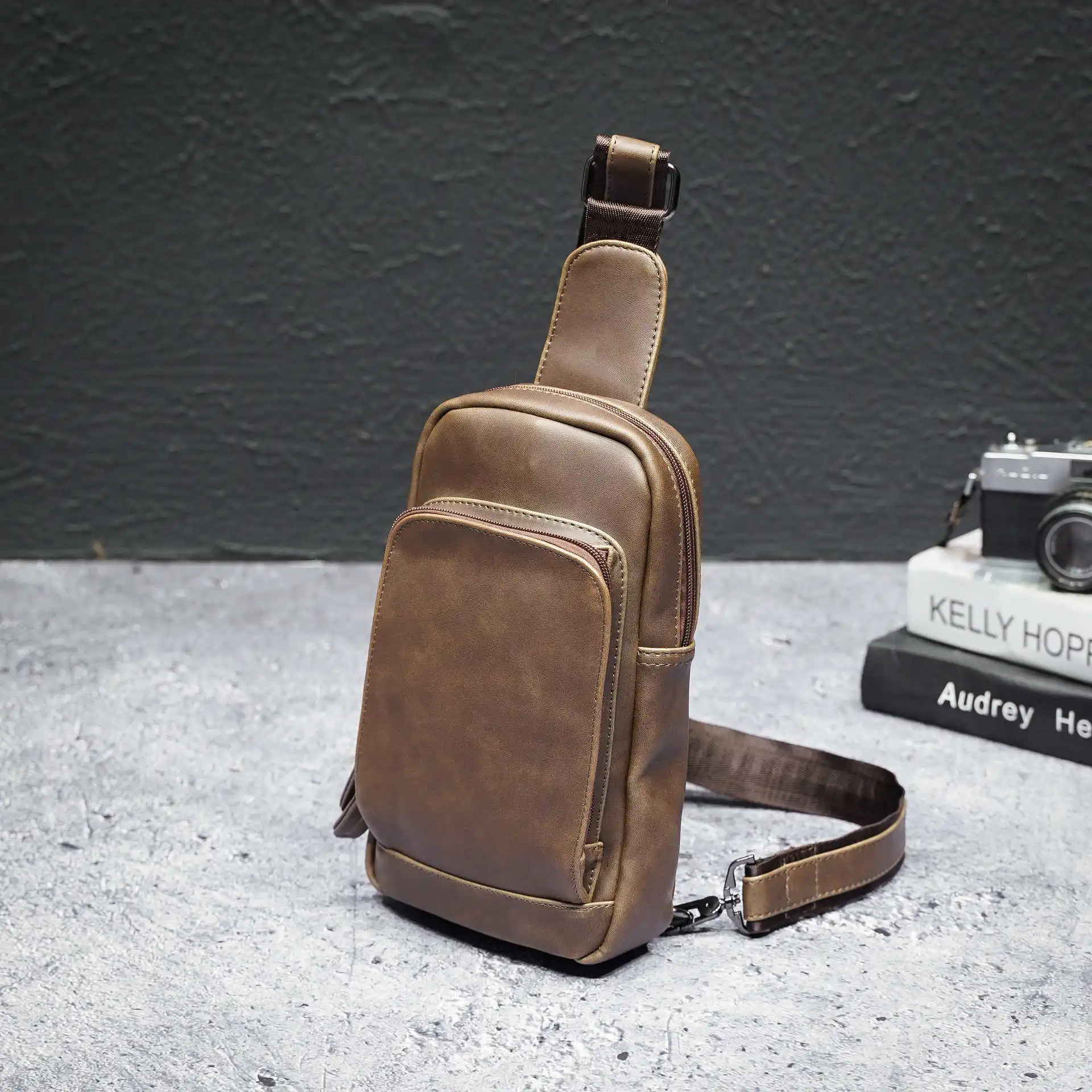 Chest Bag Leisure One Shoulder Man Bag Oblique Satchel Large Capacity Soft Leather Bag
