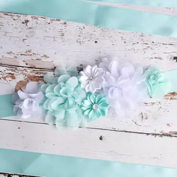 

Aqua/White Maternity sash Pregnancy belly belt Baby Shower Party Belt Wedding Flower Sash Postpartum Belt Pregnant Accessory