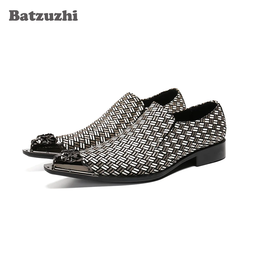 

Batzuzhi Luxury Male Formal Party Flats Shoes Handmade Pointed Toe Formal Leather Dress Shoes Men Gentleman Business&Party Shoes