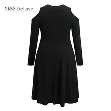 Осенне-зимняя новая Стильная приталенная трапециевидная юбка с открытыми плечами и вырезом лодочкой, длинный рукав, общий стиль, платье большого размера