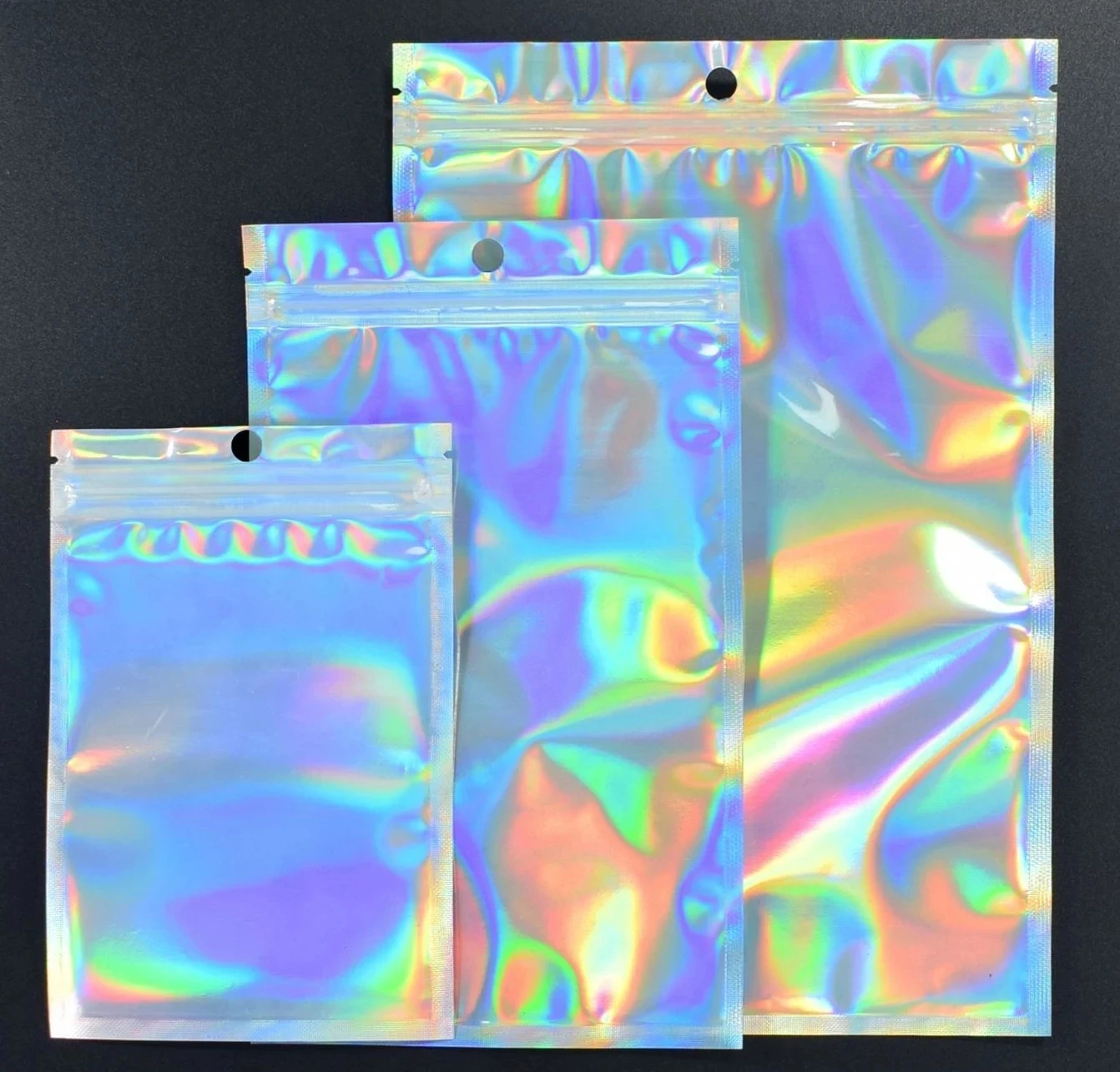 Eyelashe Package In Bulk Holographic Laser Zip  Bag Necklace Storage Custom Brand Logo Sticker Wholesale Idea Gift Packaging