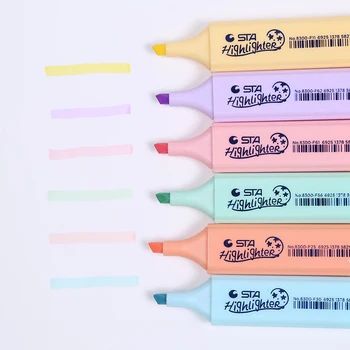 

1pcs Color Mini Colorful Highlighters Pastel Marker 6 Colors Single Text Focus Marker Pen for School Office Japanese Stationery