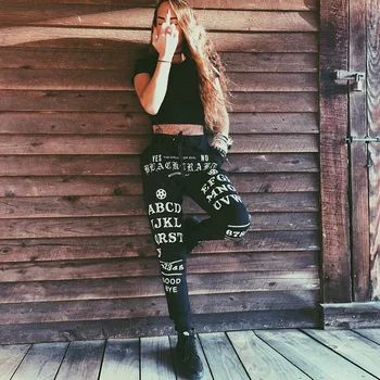 

Dark casual women's pants graffiti 2020 new sports leggings letter printed trousers autumn and winter
