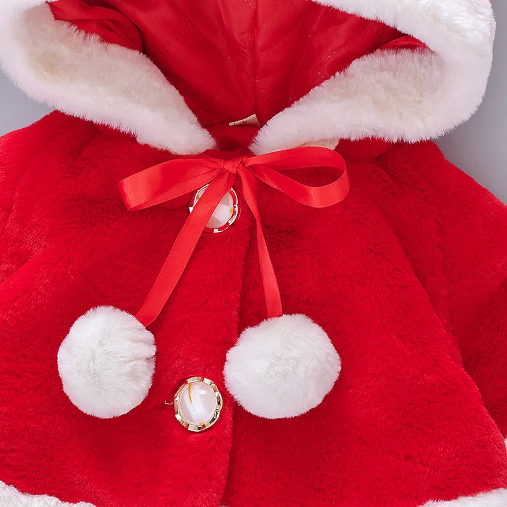 Зимняя накидка из искусственного меха с героями мультфильмов для маленьких девочек, ветрозащитное пальто, теплая накидка с капюшоном