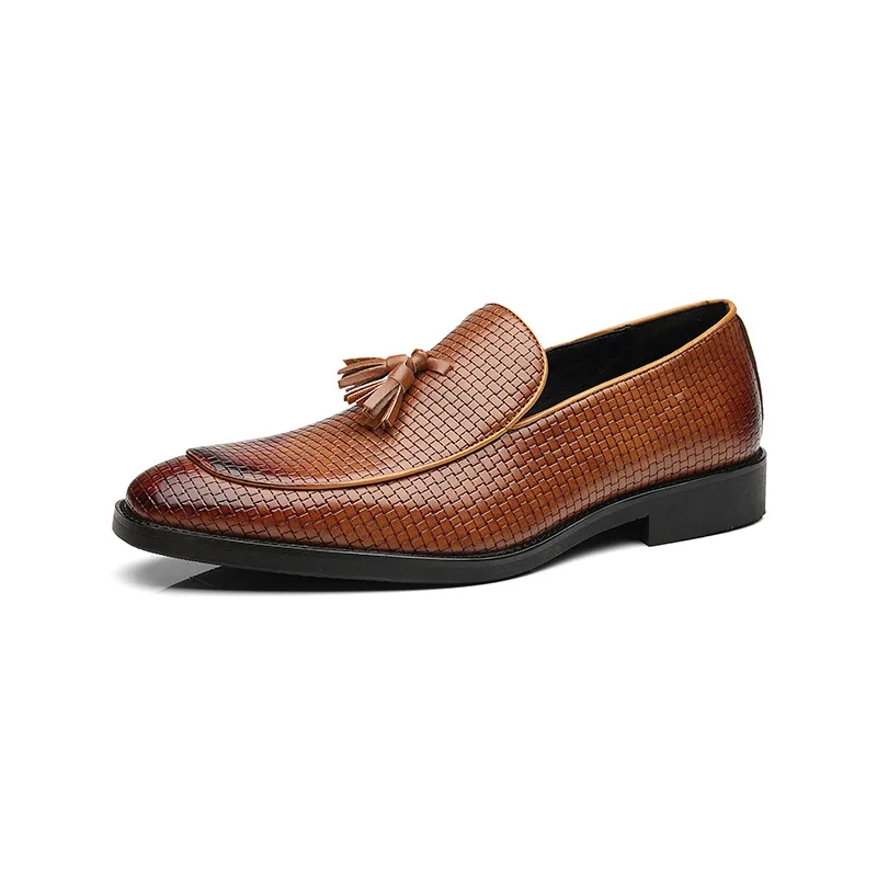 

Nice Pop Men Formal Wedding Shoes England Retro Tassel Leathere Loafers Men Business Dress Shoes Pointed Flat Big Size 37-58