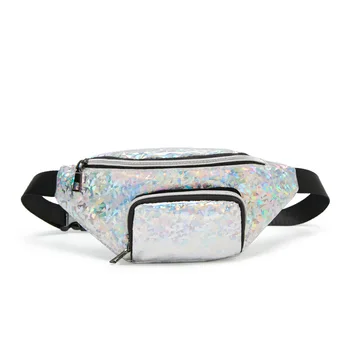 

2020 summer new Korean version of the cool double pocket waist bag glass broken multi-function chest bag
