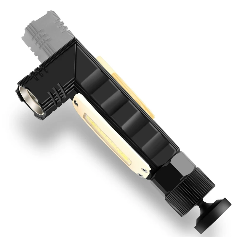 

ELEG-Outdoor Camping Emergency Flashlight USB Rechargeable Magnetic Work Light Foldable Flashlight LED COB Torch Headlight