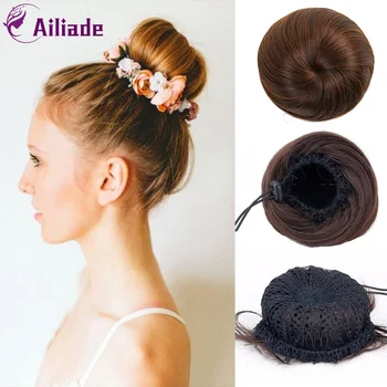 

AILIADE Adjustable Bun Hair Chignon Synthetic Donut Roller Hairpieces High Temperature Fiber 9 Colors Hair Bun Cover for Women