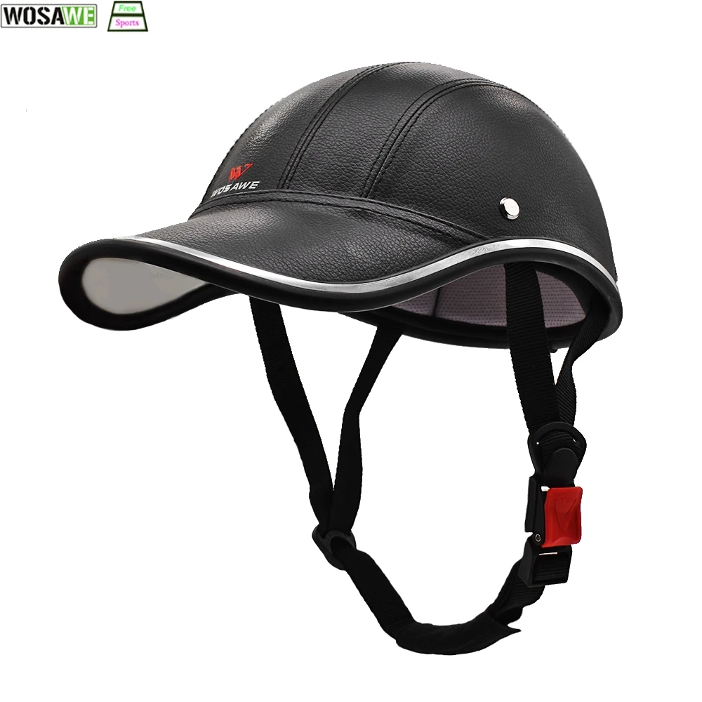 

WOSAWE Protection Helmet PU Leather Baseball Cap Cycling Helmet Electric Scooter Bicycle mtb Skiing Riding Protective Helmet