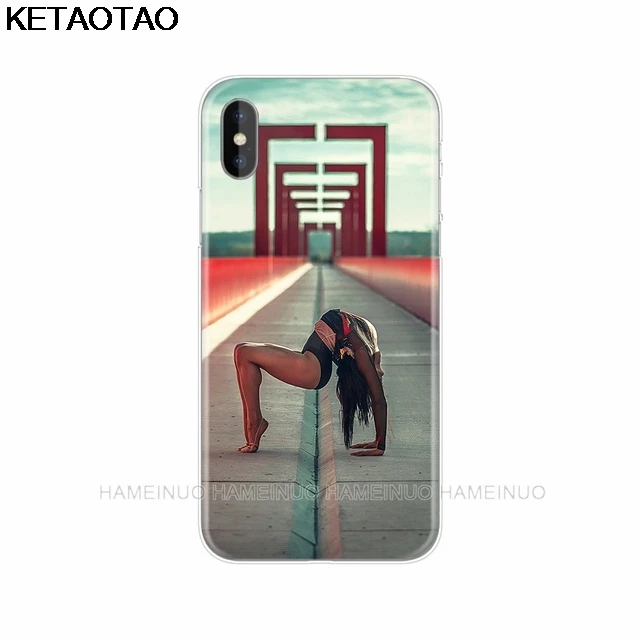 Небесно-голубой KETAOTAO гимнастический силуэт телефонные чехлы для iPhone 4S 5C SE 5S 6 6S 7 8 Plus X силиконовые прозрачные мягкие ТПУ чехлы - Цвет: Небесно-голубой